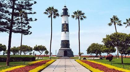 La Marina Lighthouse on Miraflores district in Lima, Peru 
