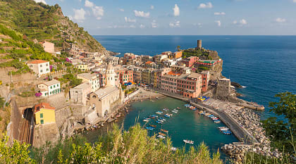 Vernazza, one of the five centuries-old landmarks where car traffic is prohibited, Cinque Terre National Park, Italy