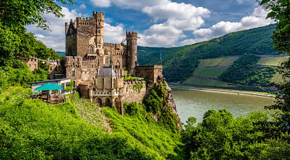 Rheinstein castle in the Rhine Valley in Germany.