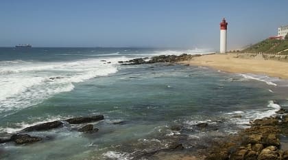 Lighthouse at Umhlanga on Durbam coast, South Africa.