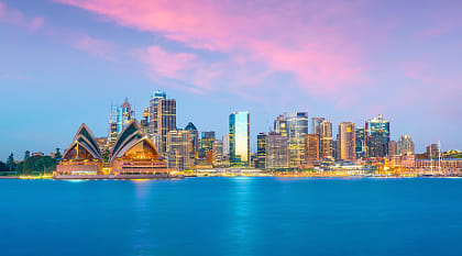 Sydney skyline at sunset in Australia