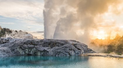 Pohutu geyser in the Whakarewarewa thermal valley, Rotorua, New Zealand. Photo courtesy of Te Puai.