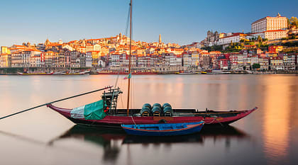 Traditional boats in the Douro River in Porto, Portugal