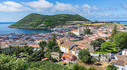 Sunny view of Angra do Heroismo, Terceira Island, Azores