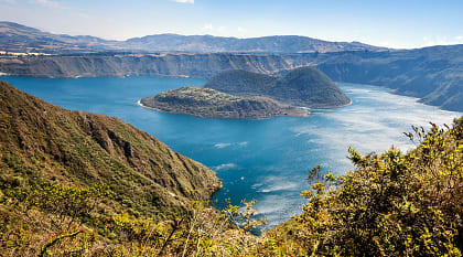 View of Cuicocha Crater Lake at Cotacachi-Cayapas Ecological Reserve.