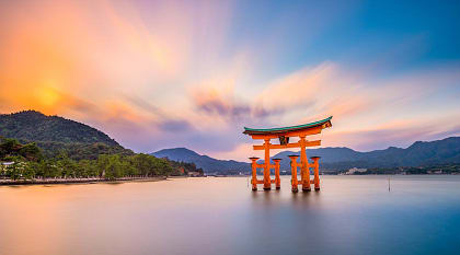 Itsukushima Shrine, the floating tori gate of Miyajima, Japan