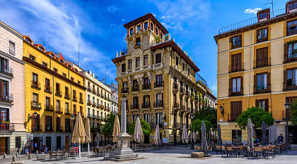 View of the old square in Madrid, Spain