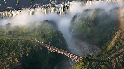 Birds eye view of Victoria Falls in Zambia