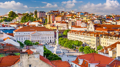 View over Rossio Square, Lisbon, Portugal