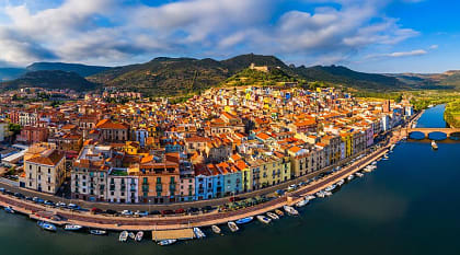 Bosa town on the island of Sardinia, Italy