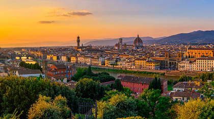 View of Florence at sunset in Italy