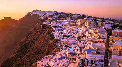 Romantic Santorini island at sunset, Greece