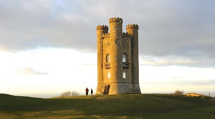 Tower on Broadway Hill at sunset in England