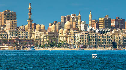 View of the city and mosque of Abu al-Abbas al-Mursi, Alexandria, Egypt