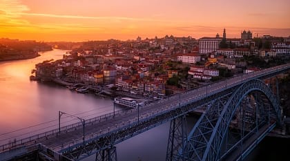 View of the Don Luis Bridge over the Dora River, Porto