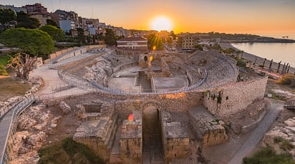 Ruins of Roman amphitheater in Tarragona, Spain