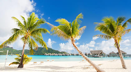Bungalows over water in Bora Bora