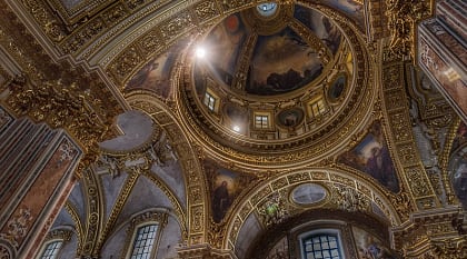 Interior architecture of historic Abby of Montecassino in Italy 