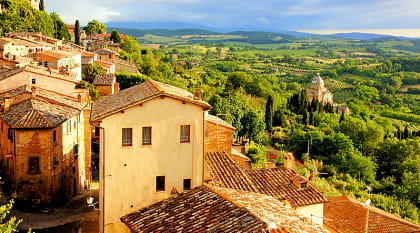 View over the tuscan town of Montepulciano in Italy