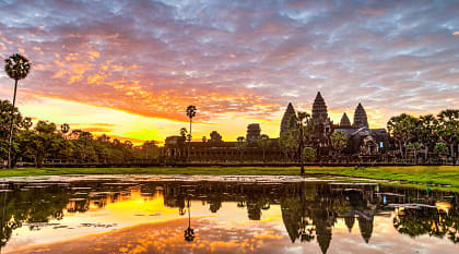 Angkor Thom Temple at sunset in Cambodia