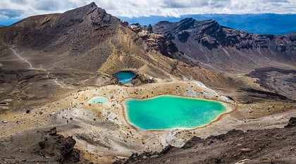 Lake and volcanic landscape in Tongariro National Park, New Zealand