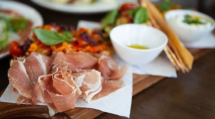 Prosciutto di Parma appetizers served in Italy