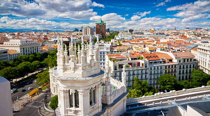 Madrid, city view from the Cibeles Palace, Spain