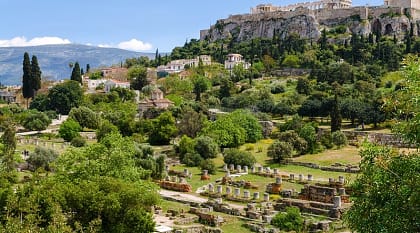 View of the Acropolis and the ancient Agora of Athens, Greece