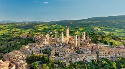 San Gimignano, Italy San Gimignano village surround by vineyards in Tuscany, Italy