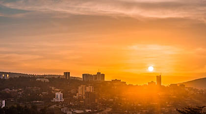 Romantic sunset in Kigali, capital of Rwanda