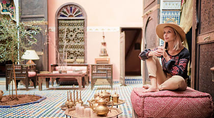 Moroccan riad interior in Marrakech