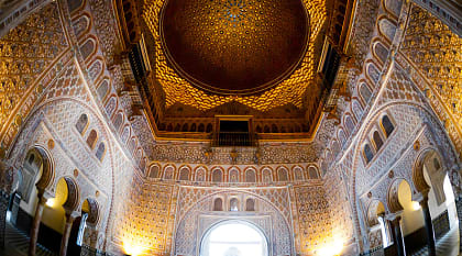 Moorish architecture at the Alcazar in Seville, Spain.
