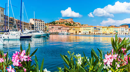 The town and port of Portoferraio on Elba Island, Italy