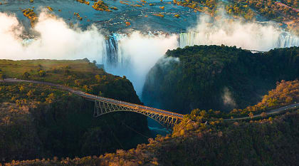 Aerial view of the Victoria Falls Aerial view of the Victoria Falls