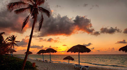 Sunset at Varadero beach in Cuba