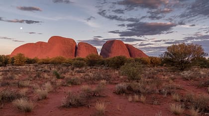 The moon above Kata Ttjuta in Australia