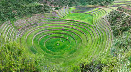 Ancient Inca circular terraces in Peru