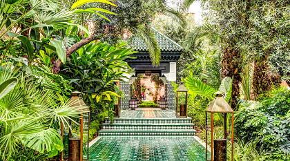 Luxury gardens at a moroccan resort in Marrakech