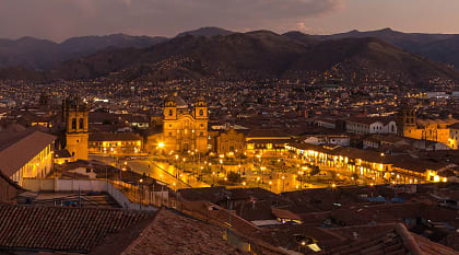 View of Plaza de Armas in Cusco, Peru.
