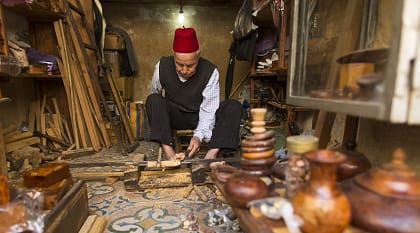 Hand crafted woodwork artisan in Fes, Morocco