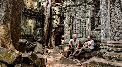 Couple at the Angkor Wat Temple Complex in Cambodia