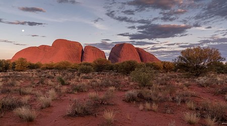 Uluru-Kata Tjuta National Park, Australia The moon above Kata Ttjuta in Australia