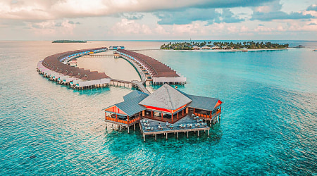 Overwater bungalow resort in the Maldives