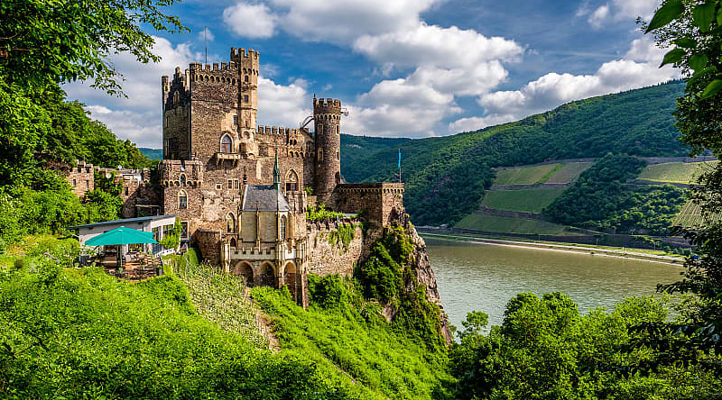Rheinstein castle in the Rhine Valley in Germany. Rheinstein castle in the Rhine Valley in Germany.