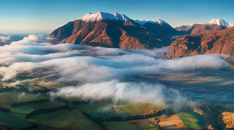 Misty morning on the Southern Island New Zealand Misty morning on the Southern Island New Zealand