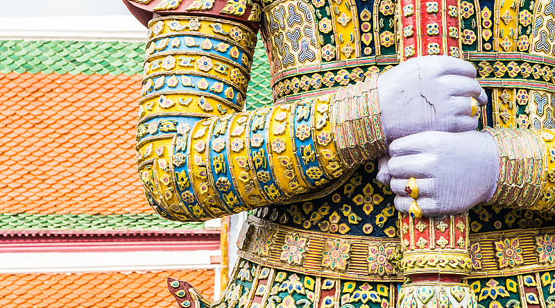 Statue in Wat Phra Kaew in Bangkok, Thailand Statue in Wat Phra Kaew in Bangkok, Thailand