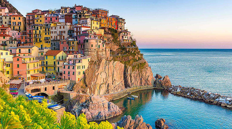 Manarola in the Cinque Terre, Italy Manarola on the cliffs of the Cinque Terre in Italy