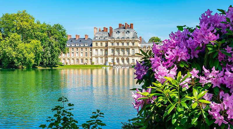 Fontainebleau Palace and park outside Paris in spring Fontainebleau Palace and park outside Paris in spring