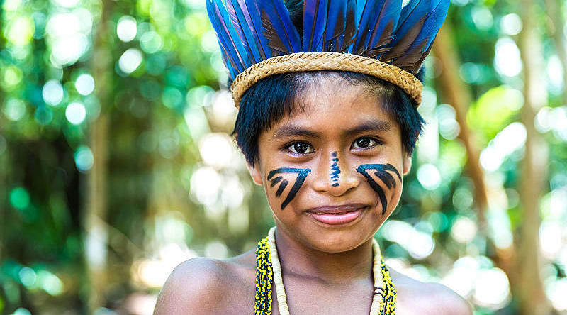 Young boy from an Amazon tribe Young boy from an Amazon tribe