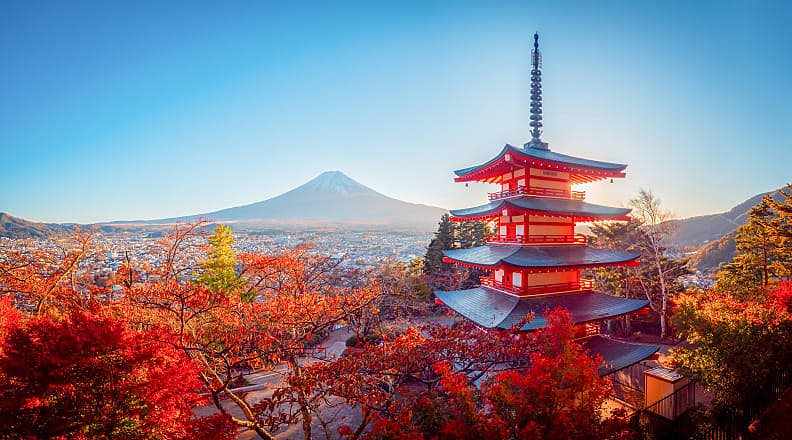 Chureito Pagoda with Mt Fuji in Fujiyoshida, Japan Chureito Pagoda with Mt Fuji in Fujiyoshida, Japan